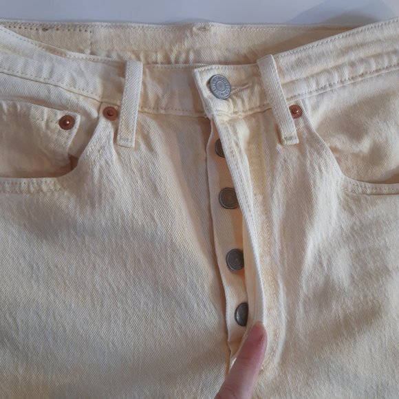 Levi's 501 | Stretch Skinny Women's Jeans | Yellow/Cream | Size W27 L30 - Picture 3 of 9